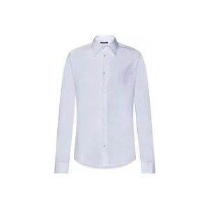 Balmain Witte Katoenen Overhemd met Logo Borduursel , White , Heren , Maat: M