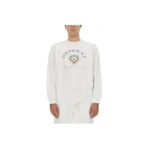 Casablanca Logo Sweatshirt Regular Fit 100% Katoen , White , Heren , Maat: L