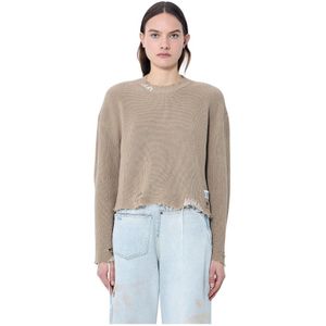 MM6 Maison Margiela, Dames, Truien, Beige, Maat: L Katoen,