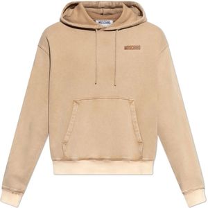 Moschino, Heren, Sweatshirts & Hoodies, Beige, Maat: L Katoen,