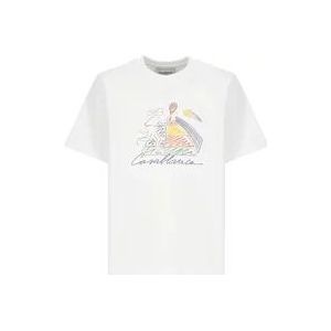 Casablanca Witte Katoenen Heren T-shirt met Logo Print , White , Heren , Maat: XL