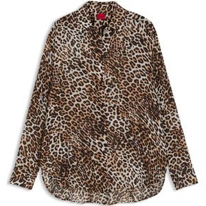 Hugo - The Boyfriend Shirt - Overhemd - Bruin - Dames
