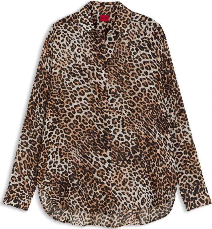 Hugo - The Boyfriend Shirt - Overhemd - Bruin - Dames