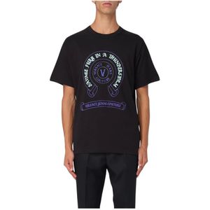 Versace Jeans Couture, Heren, Tops, Zwart, Maat: M Katoen,