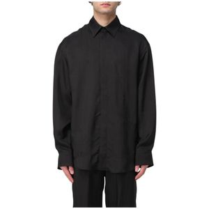 Msgm, Heren, Overhemden, Zwart, Maat: XL Zijde,