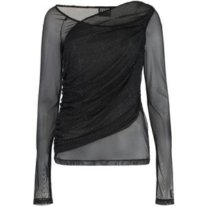 Versace Jeans Couture, Dames, Tops, Zwart, Maat: XS Tulle,