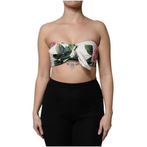 Dolce & Gabbana - Witte Corsettop met Bloemenprint - Dames - Katoen
