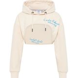 Carlo Colucci - Dames Hoodie - Cropped - Met Capuchon - Uitsnijdingen - Geribbelde Mouwboorden