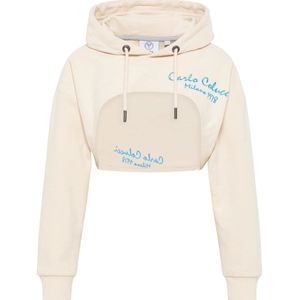 Carlo Colucci - Dames Hoodie - Cropped - Met Capuchon - Uitsnijdingen - Geribbelde Mouwboorden