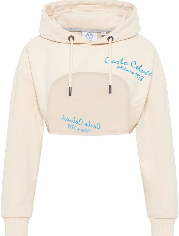 Carlo Colucci - Dames Hoodie - Cropped - Met Capuchon - Uitsnijdingen - Geribbelde Mouwboorden