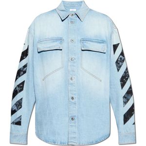 Off White, Heren, Overhemden, Blauw, Maat: XL Denim,