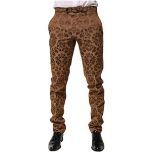 Dolce & Gabbana, Heren, Broeken, Bruin, Maat: M Leer,