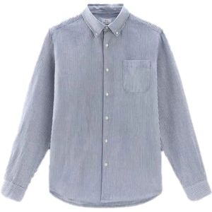 Woolrich Gestreept Button-Down Overhemd , Blue , Heren , Maat: S