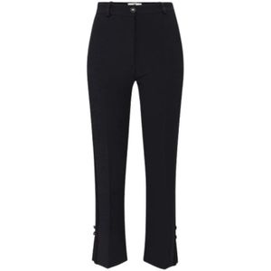 Elisabetta Franchi, Dames, Broeken, Zwart, Maat: S Satijn,