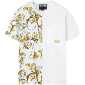 Versace Jeans Couture, Heren, Tops, Wit, Maat: M Katoen,