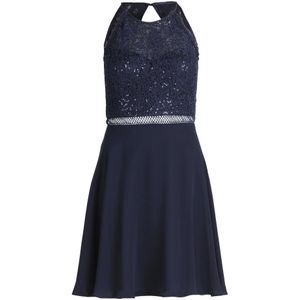 Vera Mont - Cocktailjurk - Effen - Zwart - Kant en Chiffon