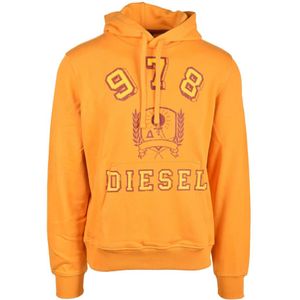 Diesel, Heren, Sweatshirts & Hoodies, Oranje, Maat: L Katoen,