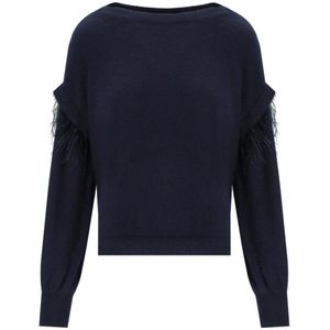 Twinset, Dames, Truien, Blauw, Maat: M Polyamide,