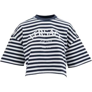Versace, Dames, Tops, Blauw, Maat: 2XS Katoen,