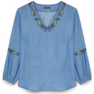 Fiorella Rubino, Dames, Blouses & Shirts, Blauw, Maat: XL