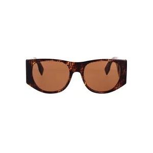 Fendi Glamoureuze ovale zonnebril met Havana-frame en donkerbruine lenzen , Brown , unisex , Maat: 54 MM