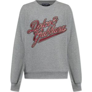 Dolce & Gabbana, Heren, Sweatshirts & Hoodies, Grijs, Maat: S Leer,