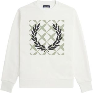 Fred Perry, Heren, Sweatshirts & Hoodies, Wit, Maat: XL Katoen,