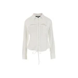 Jacquemus Witte Viscose Overhemd met Uitgesneden Details en Oversized Pasvorm , White , Dames , Maat: M