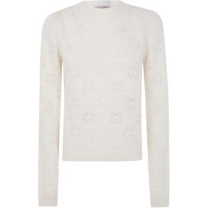 Twinset - Trui met Ronde Hals - Wit - Wolmix - Dames