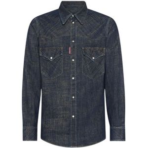 Dsquared2, Heren, Overhemden, Blauw, Maat: M Denim,