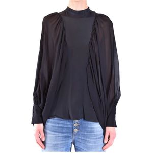 Dondup, Dames, Blouses & Shirts, Zwart, Maat: XS Zijde,