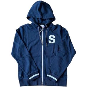 Sun68, Heren, Sweatshirts & Hoodies, Blauw, Maat: S Katoen,