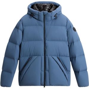 Woolrich Heren Gewatteerde Jas met Capuchon , Blue , Heren , Maat: S