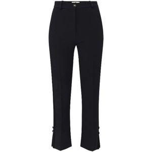 Elisabetta Franchi, Dames, Broeken, Zwart, Maat: M Satijn,