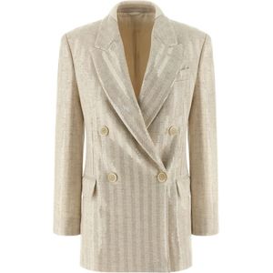 Brunello Cucinelli, Dames, Jassen, Beige, Maat: 2XS Wol,