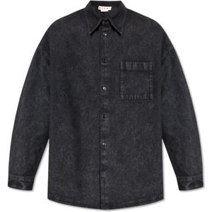 Marni, Heren, Overhemden, Grijs, Maat: XL Denim,