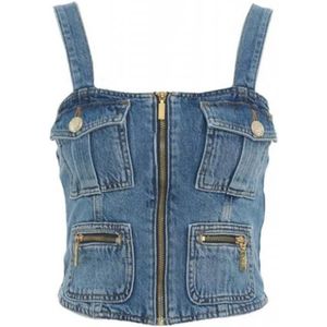 Liu Jo, Dames, Tops, Blauw, Maat: S Katoen,