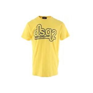 Dsquared2 Geel Cigarette Fit T-shirt voor Heren , Yellow , Heren , Maat: M