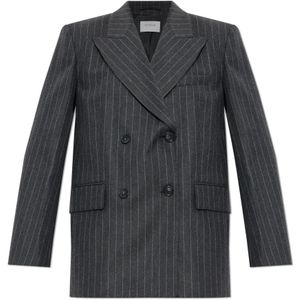 Sportmax, Dames, Jassen, Grijs, Maat: 2XS Leer,