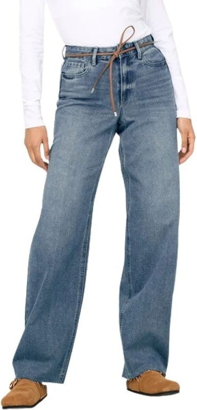 Only - Onlrita Mw Loose Straight Belted Gua Dnm - Dames - Jeans