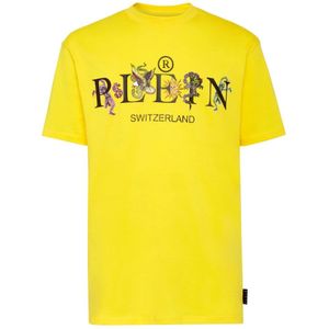 Philipp Plein, Heren, Tops, Geel, Maat: 3XL Katoen,