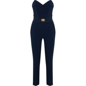 Elisabetta Franchi, Dames, Jumpsuits & Playsuits, Blauw, Maat: XS Zijde,
