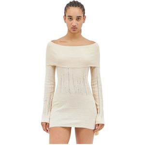 Aya Muse, Dames, Jurken, Beige, Maat: XS Linnen,