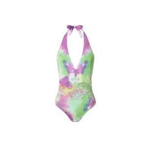 Twinset Groene Tie-Dye Badpak met Glitter , Multicolor , Dames , Maat: L