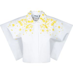 Msgm, Dames, Blouses & Shirts, Wit, Maat: XS Katoen,