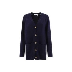 Chloé Ruime V-hals Cardigan , Blue , Dames , Maat: S