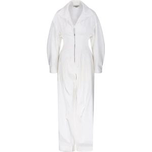 Victoria Beckham, Dames, Jumpsuits & Playsuits, Wit, Maat: 2XS Katoen,