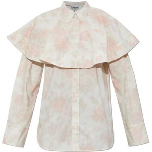 Ganni, Dames, Blouses & Shirts, Beige, Maat: 2XS Katoen,