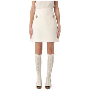 Valentino - A-lijn Rok - Beige - Wol - Met Knoopdetails