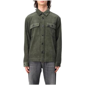 Sun68, Heren, Overhemden, Groen, Maat: XL Corduroy,